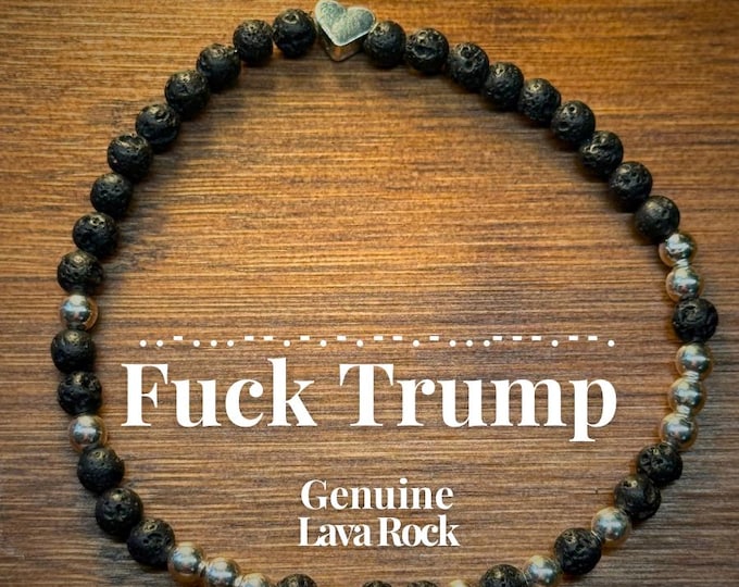 Lava Rock FUCK TRUMP Morse Code Bracelet - Political, FDT, Resist, Protest, Liberals