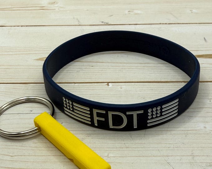 ICE Safety Whistle + FDT Silicone Band Bracelet | Emergency Alert Keychain for ICE
