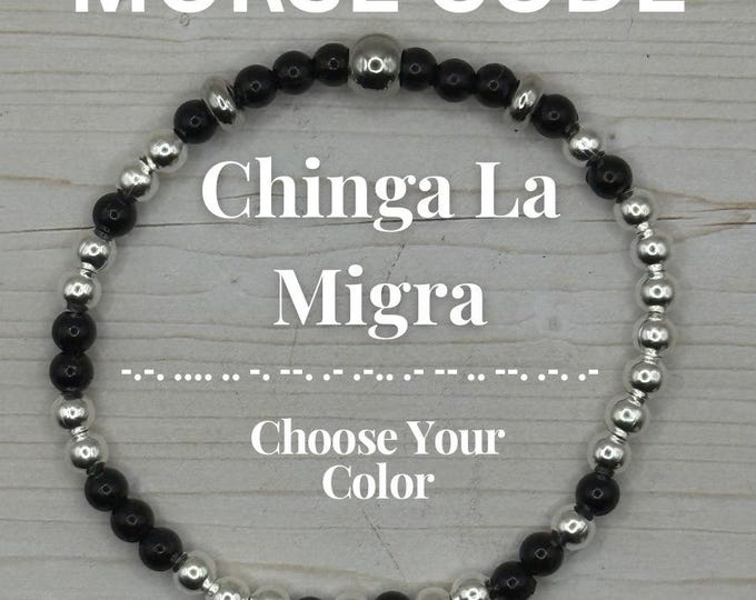 Chinga La Migra Morse Code Beaded Bracelet Fuck ICE Free ICE whistle