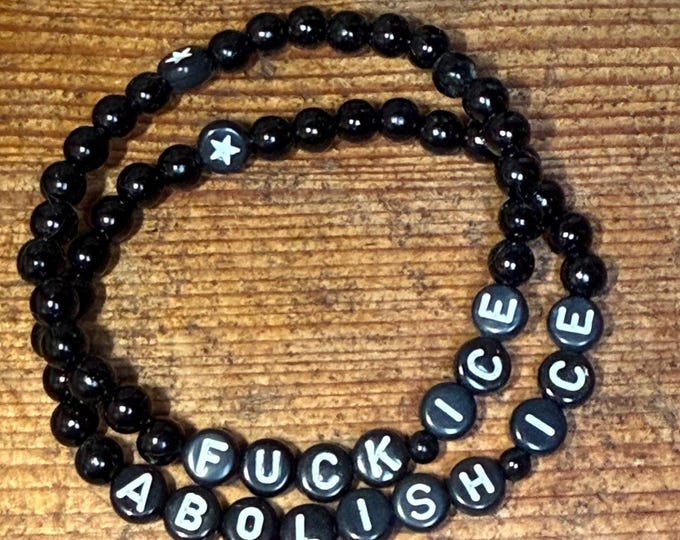 Fuck ICE/Abolish ICE Beaded Bracelet: Political Statement Jewelry