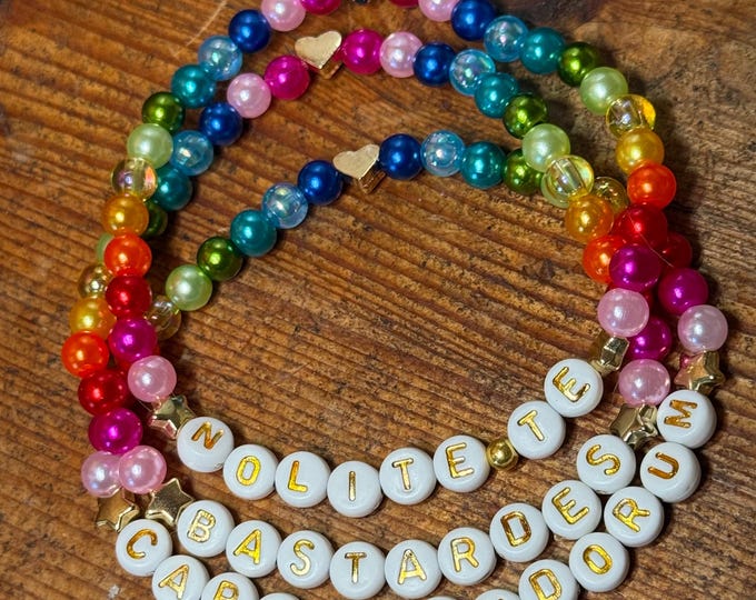 Nolite Te Bastardes Carborundorum Bracelet Set: Handmaid's Tale Resist Jewelry