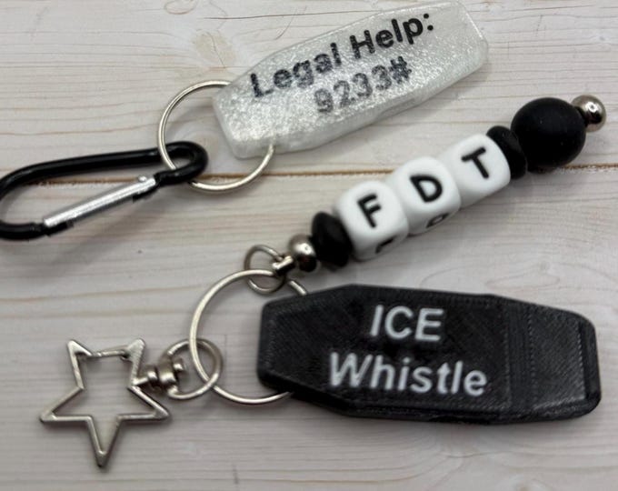 ICE Whistle with FDT Keychain • Fundraiser • Fuck Donald Trump • Abolish ICE • Democracy