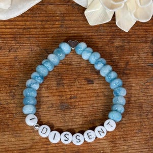 I Dissent Blue Friendship Bracelet | FDT | F*ck Donald Trump | Solidarity | Ally | Democrat | Feminist | Rondelle Beads