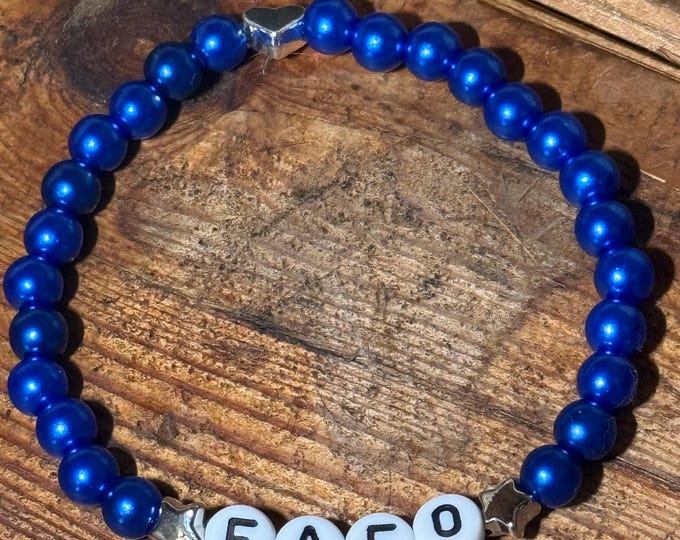 FAFO Blue Friendship Bracelet: Political Solidarity, Silver Accents
