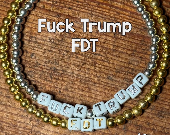 Resist! Fuck Trump Beaded Stretch Bracelet - Political Protest Jewelry