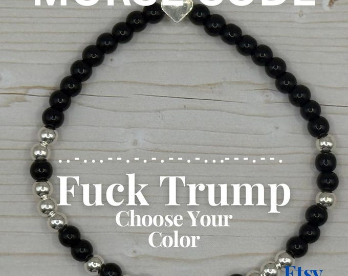 Morse Code "Fuck Trump" Bracelet: Sterling Silver, Activist Jewelry and Free ICE whistle