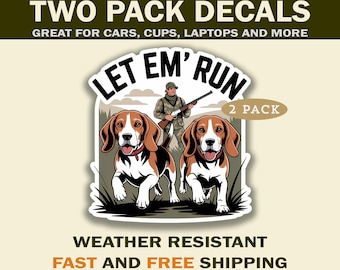 Rabbit Hunting Sticker Decals - Let Em' Run 2 Pack