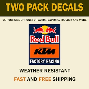 Red Bull KTM Racing Stickers: Weatherproof Decal Set of 2