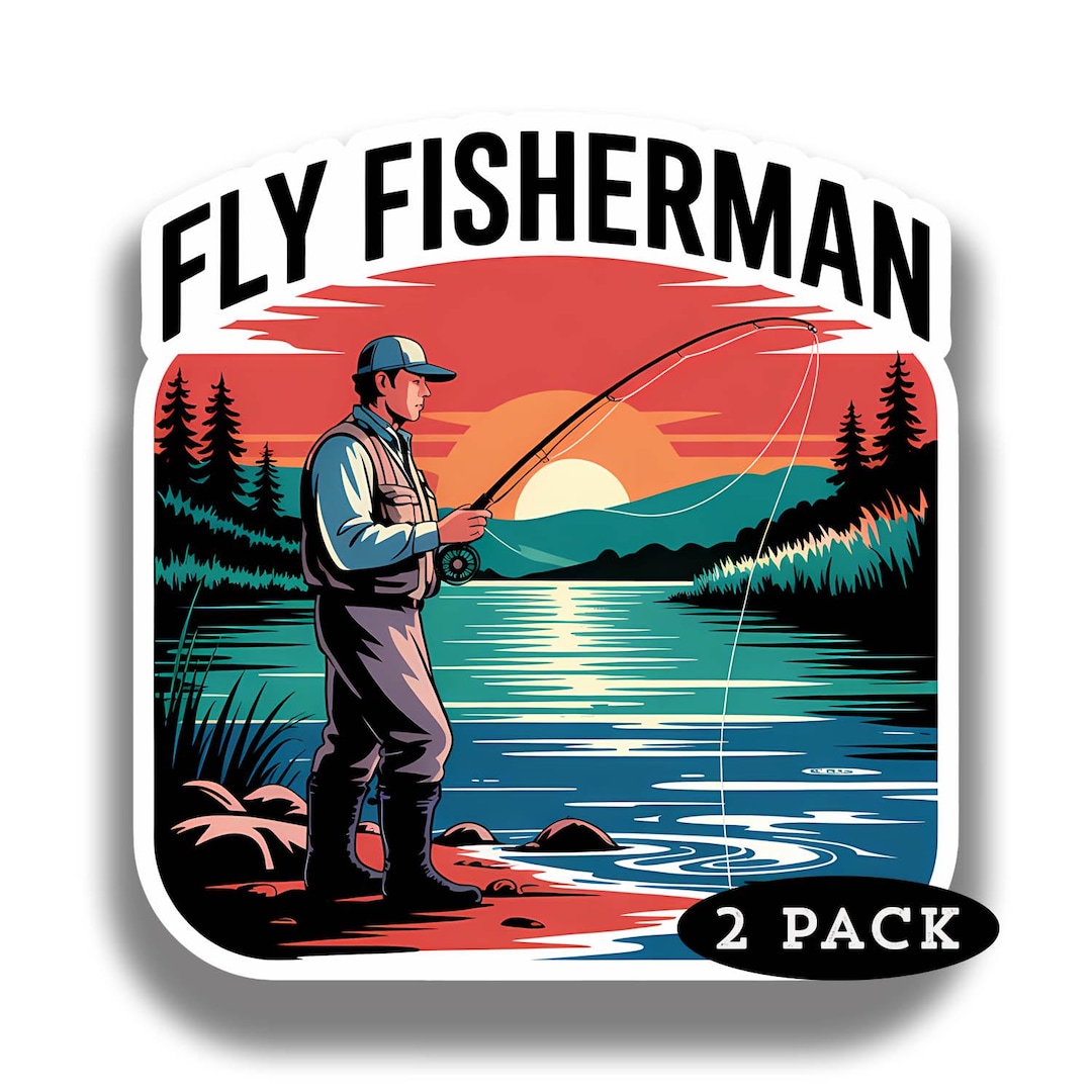 Retro Fly Fishing Sticker Decal for Fly Fishermen 2 Pack - Etsy