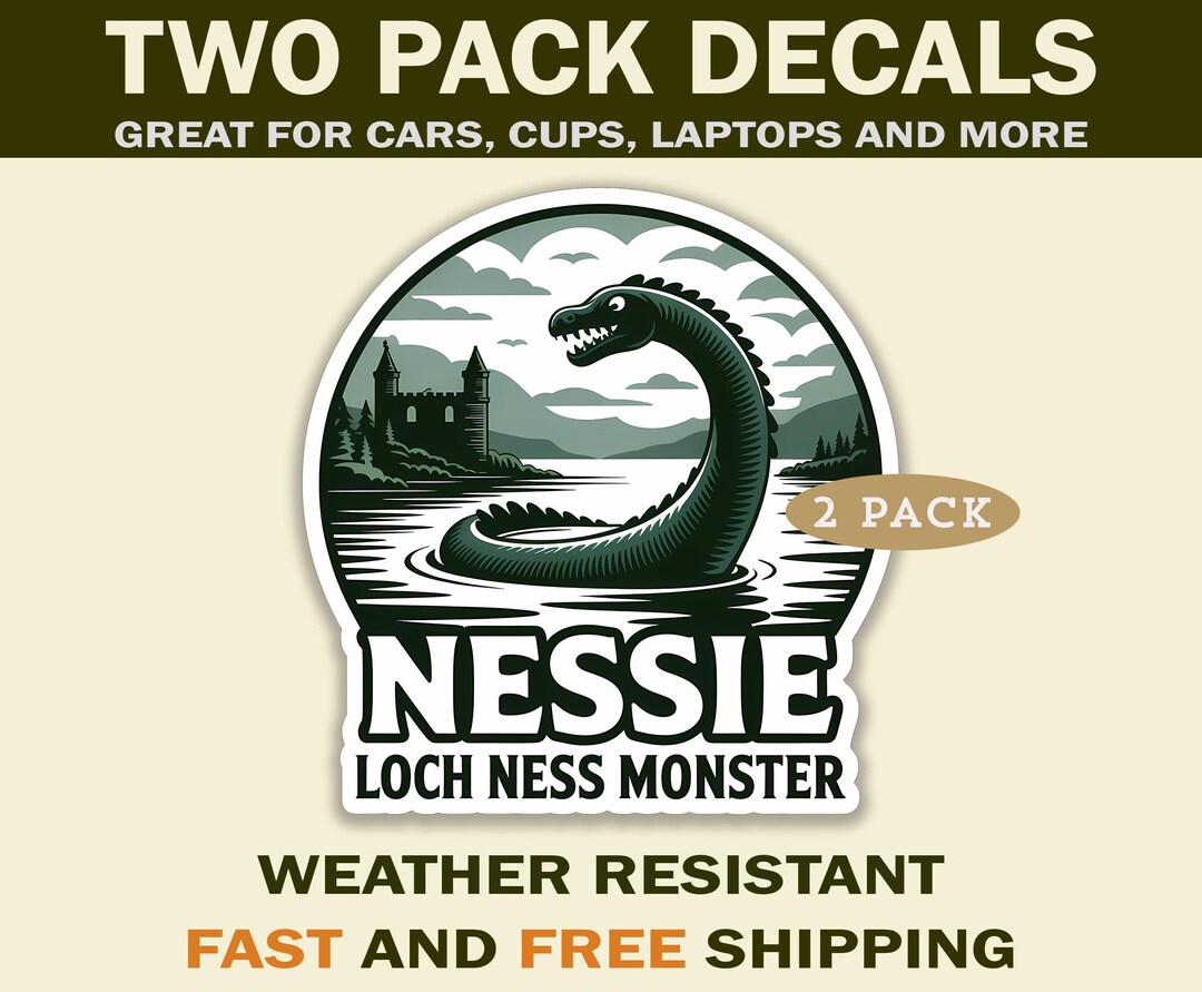 Cryptid Loch Ness Monster Sticker Decals - Weather Resistant Set of 2 ...