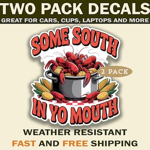 Crawfish Boil Sticker Decals - South in Your Mouth 2 Pack