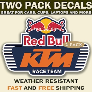 Red Bull KTM Racing Decals: Weatherproof MotoGP Stickers (Set of 2)