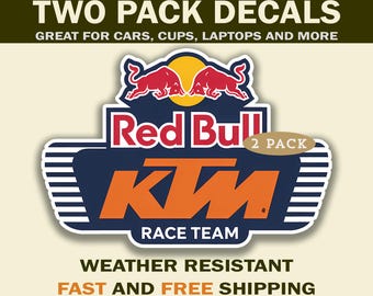 Red Bull KTM Racing Decals: Weatherproof MotoGP Stickers (Set of 2)