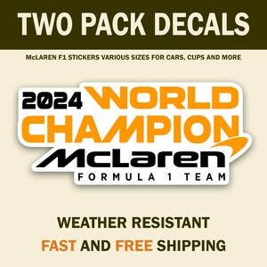 McLaren F1 World Champions Sticker Decal - Weather Resistant Vinyl (Two Pack)