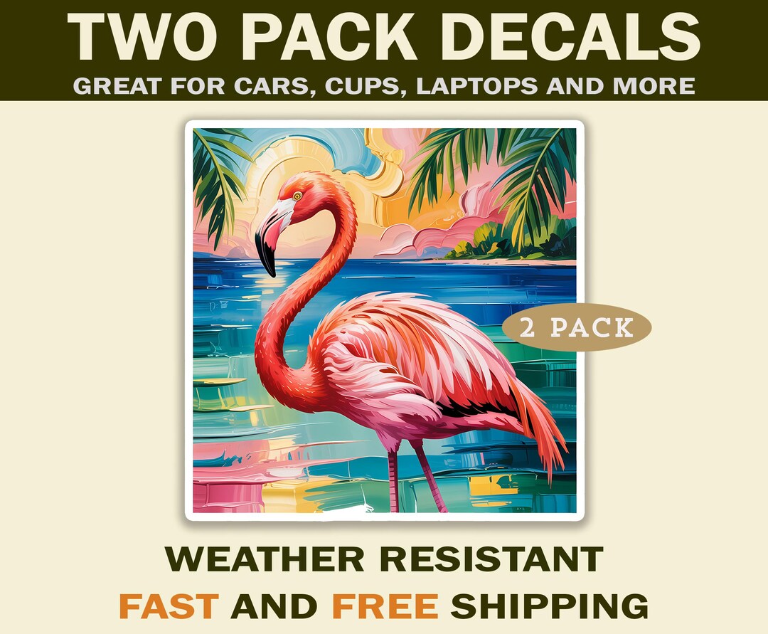 Cute Pink Flamingo Sticker Decals - Tropical Beach Theme 2 Pack - Etsy