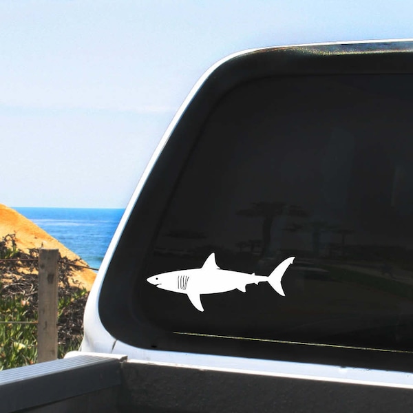Great White Shark Vinyl Decal - Fishing Graphic with Gills - In multiple sizes and colors - For Vehicles and Any Smooth Non-Porous Surface