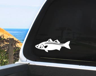 Striped Bass Fish Vinyl Decal - Fishing Graphic - In multiple sizes and colors - For Vehicles and Any Smooth Non-Porous Surface