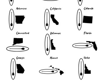 SUP All 50 States - Stand Up Paddleboard with 50 U.S. States, Choose Your Home State or Fave Travel Spot, "SUP the USA" - Multiple Colors