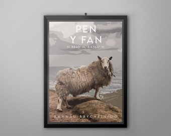 Pen y Fan Vintage Travel Poster – Brecon Beacons Art