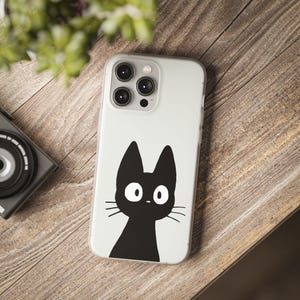 Funda para teléfono inspirada en Kiki's Cat Jiji Ghibli, funda para iPhone de Apple, funda de anime única, regalo para amantes del anime y fanáticos de Ghibli.