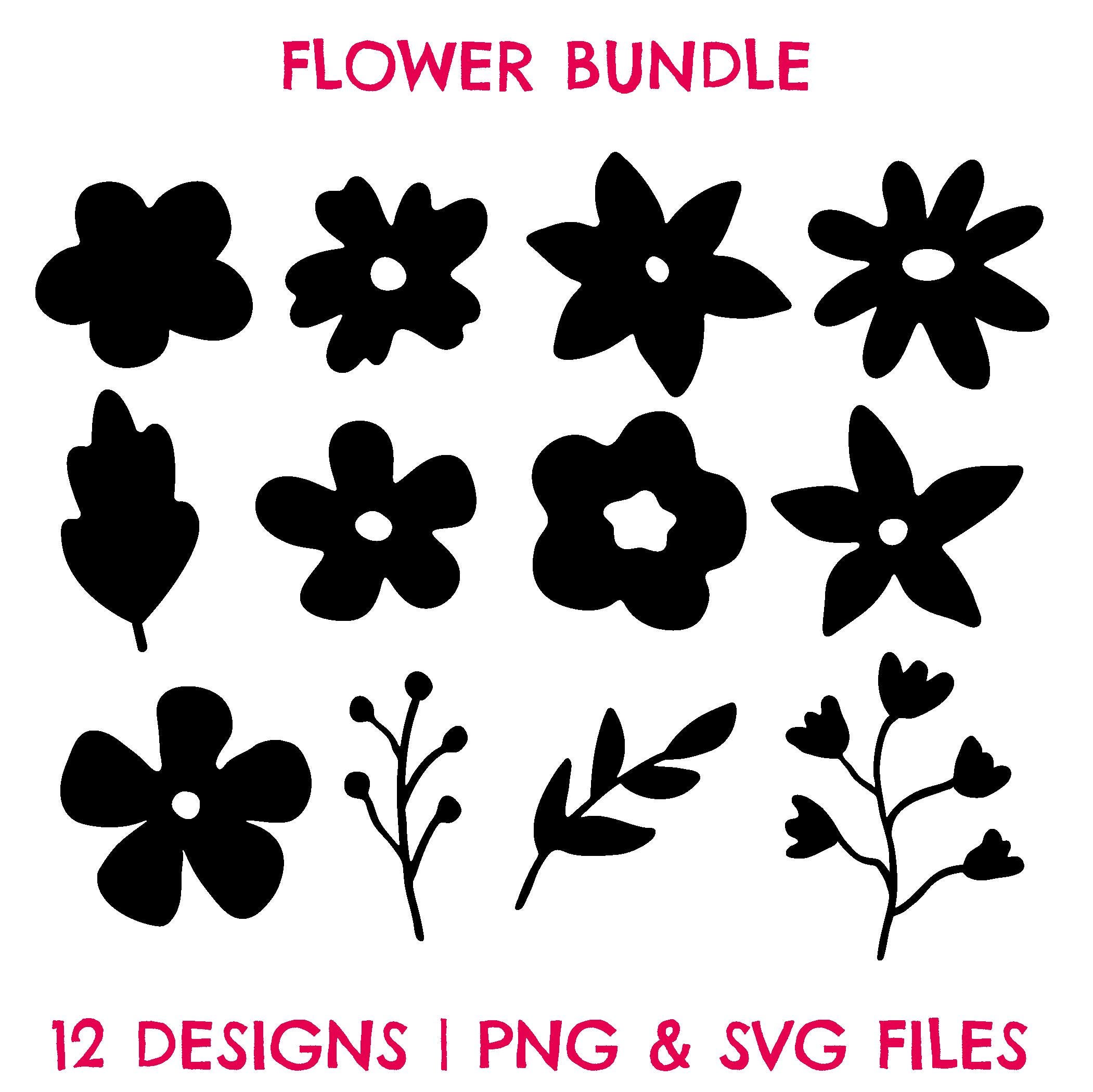 Abstract Flower SVG Bundle, Boho Floral Clipart (PNG, SVG) - Etsy