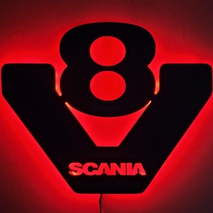 Scania V8 LED-light Sign | Truck / Garage | Wall Decoration Lamp | Scania Logo Sign | Gifts for him / Gifts for her