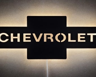 Lámpara LED Cevrolet / Wanddecoratielamp / Logo Amerikaanse pick-upauto / Garaje / schuur / mancave / showroom