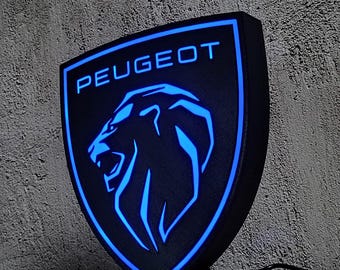 Letrero LED Peugeot: luz multicolor alimentada por USB con control remoto