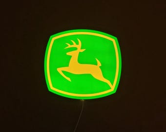 Letrero LED John Deere / Lámpara de pared decorativa / Brillo multicolor para garaje / taller / cueva del hombre