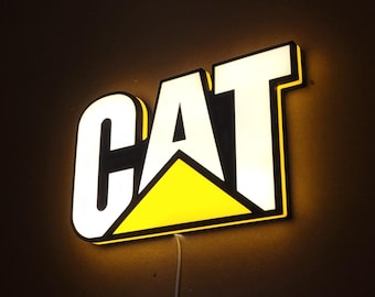 Letrero LED CAT: Luz con el logotipo de Caterpillar / Decoración para equipo pesado / Taller y cueva del hombre