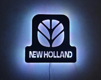Letrero LED de pared New Holland: decoración de tractor para garaje o cueva de hombre