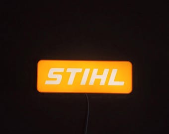 STIHL Light-Up Sign – Lámpara LED para garaje, mancave, superficies de trabajo de bar