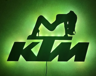 KTM Woman wandbord met ledverlichting / Veelkleurige gloed voor motorcrossfans