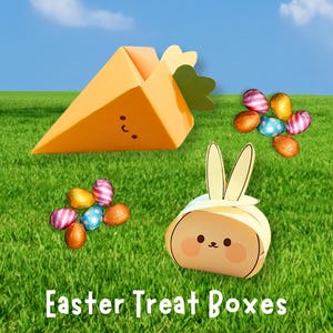 Leuke paashaas en wortel invulbare traktatiedoos digitale download. DIY 3D Easter Basket Filler Snoepzakje, goodybag, direct afdrukbaar.