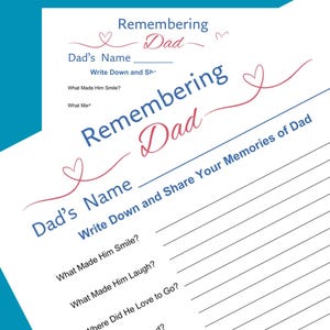 Actividad para recordar a papá en el Día del Padre: descarga digital e imprimible al instante. Celebra y recuerda a los papás que queremos y extrañamos en el Día del Padre.
