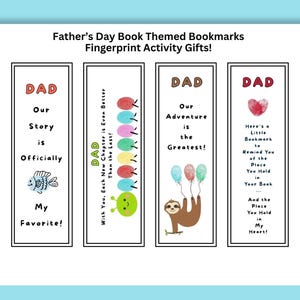 Schattig Vaderdagboek thema vingerafdruk activiteit boekenleggers cadeau digitale download direct afdrukbaar. Hulpbron voor docenten. DIY-cadeau voor kinderen.