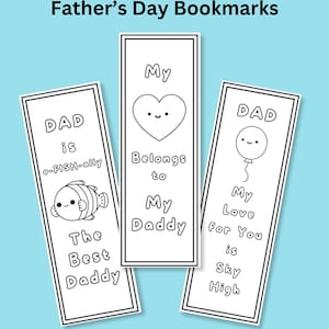 Niedliche Vatertag Färbung Lesezeichen Geschenk digitaler Download Instant Printable. Geschenk für Lehrer, Vorschule, Kindertagesstätte, Geschenk für Papa.