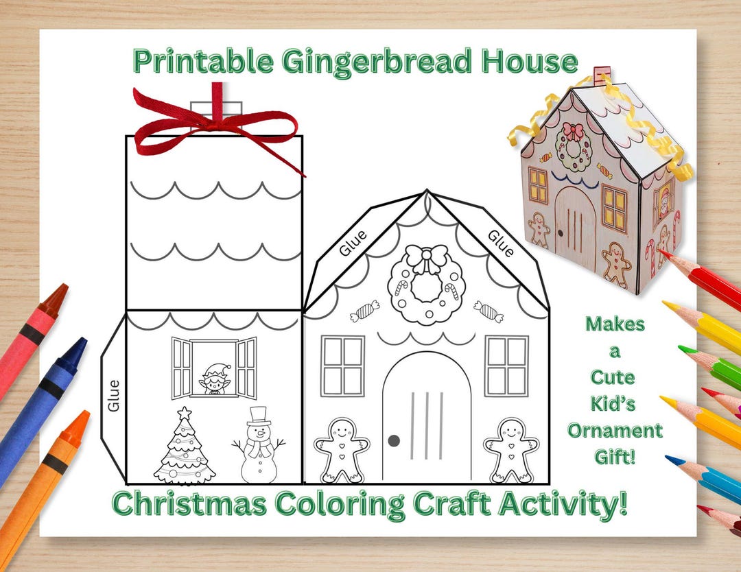 Christmas Gingerbread House 3D Coloring Build Holiday Craft (digital ...