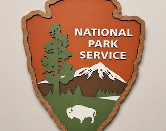 National Park Service | Custom Wood Patch | Handpainted Wall Decor | Plaque for Home, Office, Cabin