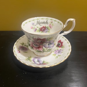 Vintage Royal Albert Bone China Flower Of The Month Series &quot;March&quot; Cup and saucer