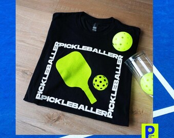 Unisex Pickleballer Classic T-Shirt – Pickleball Graphic Tee – Neon Paddle & Ball Design – Court-Ready Style for any Pickleball Enthusiast!