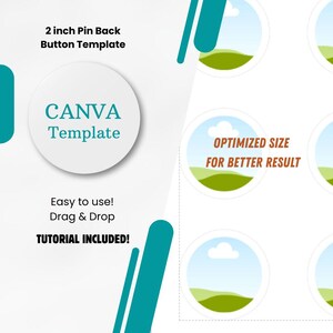 5 cm große magnetische Anstecknadel CANVA Vorlage, digitaler Download