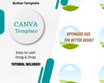 Plantilla CANVA de botón magnético con pin de 2,5 pulgadas, descarga digital