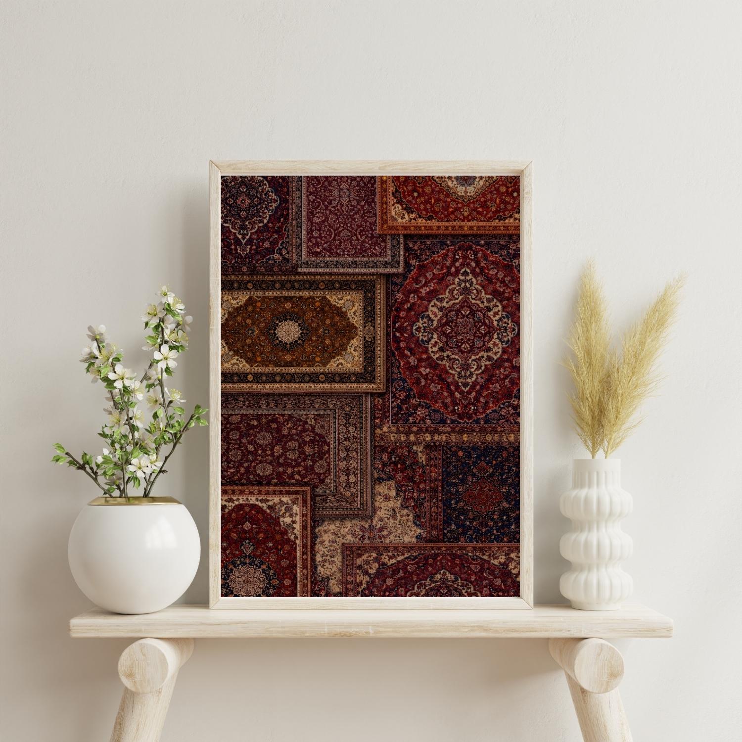 Printable Colorful Rug Persian Rug Collage Printable Wall Art | Vintage Oriental Rugs ...