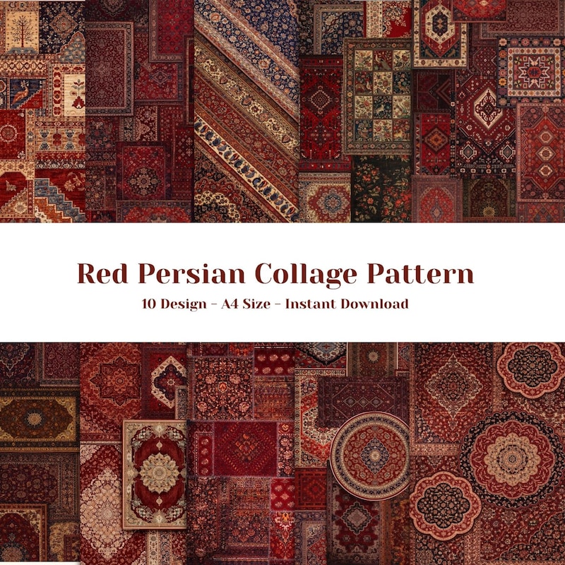 Vintage Persian Rug Burgundy - Etsy UK