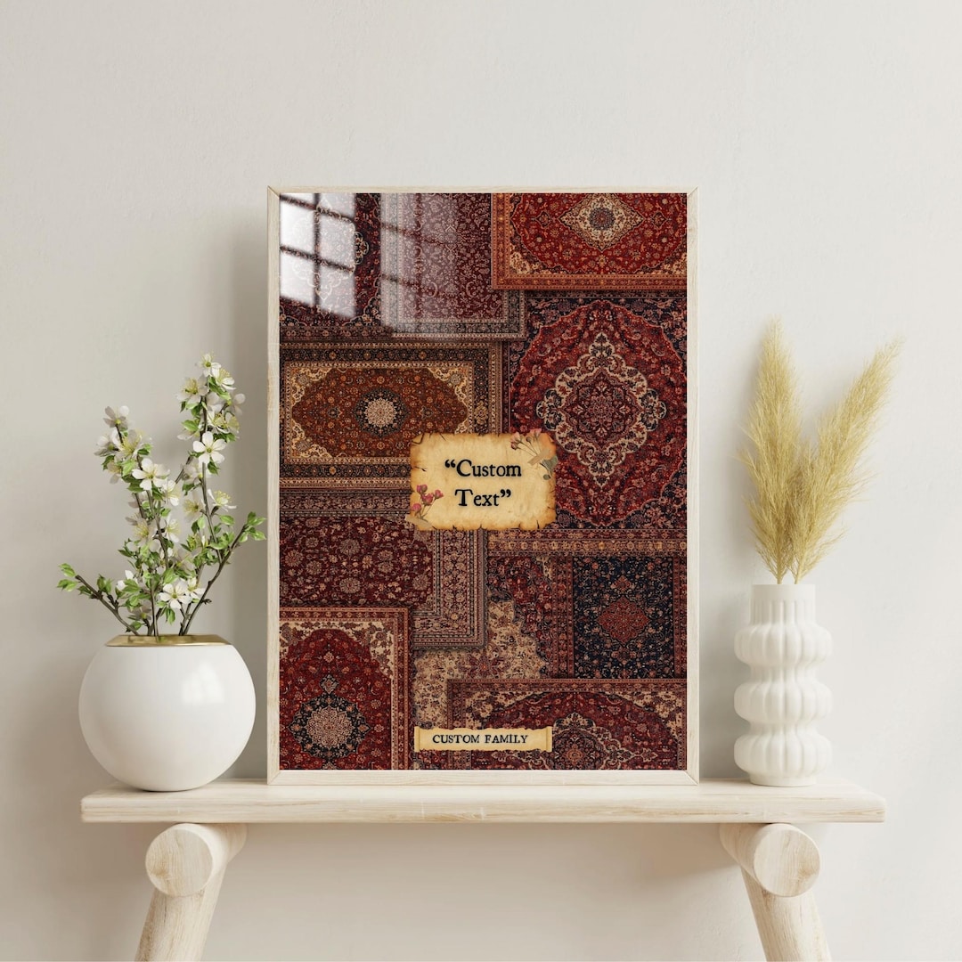 Persian Red Rug Printable Wall Art, Vintage Oriental Carpet Pattern ...
