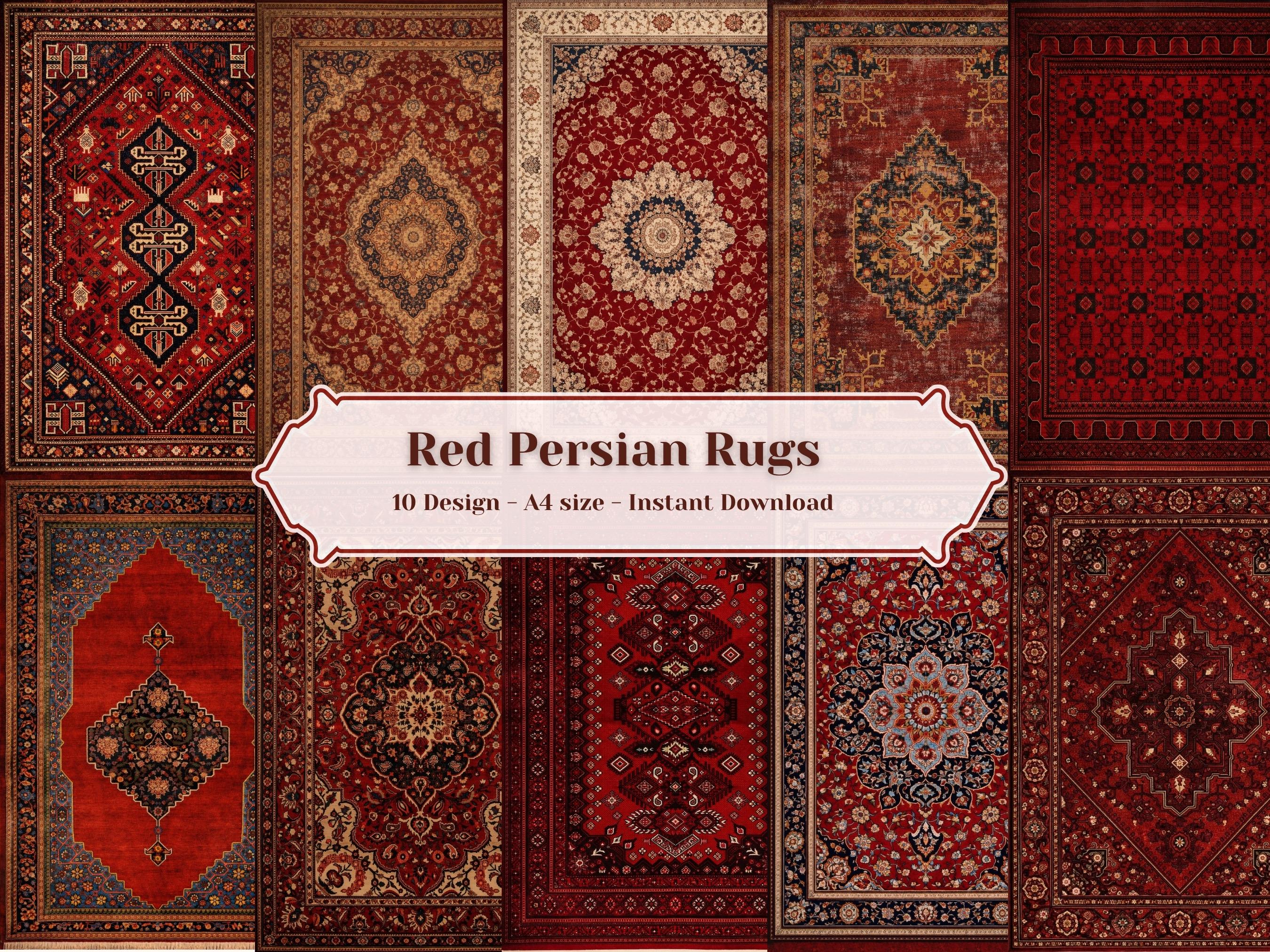 Buy Red Persian Rug Prints | Vintage Oriental Carpet, Boho Decor 