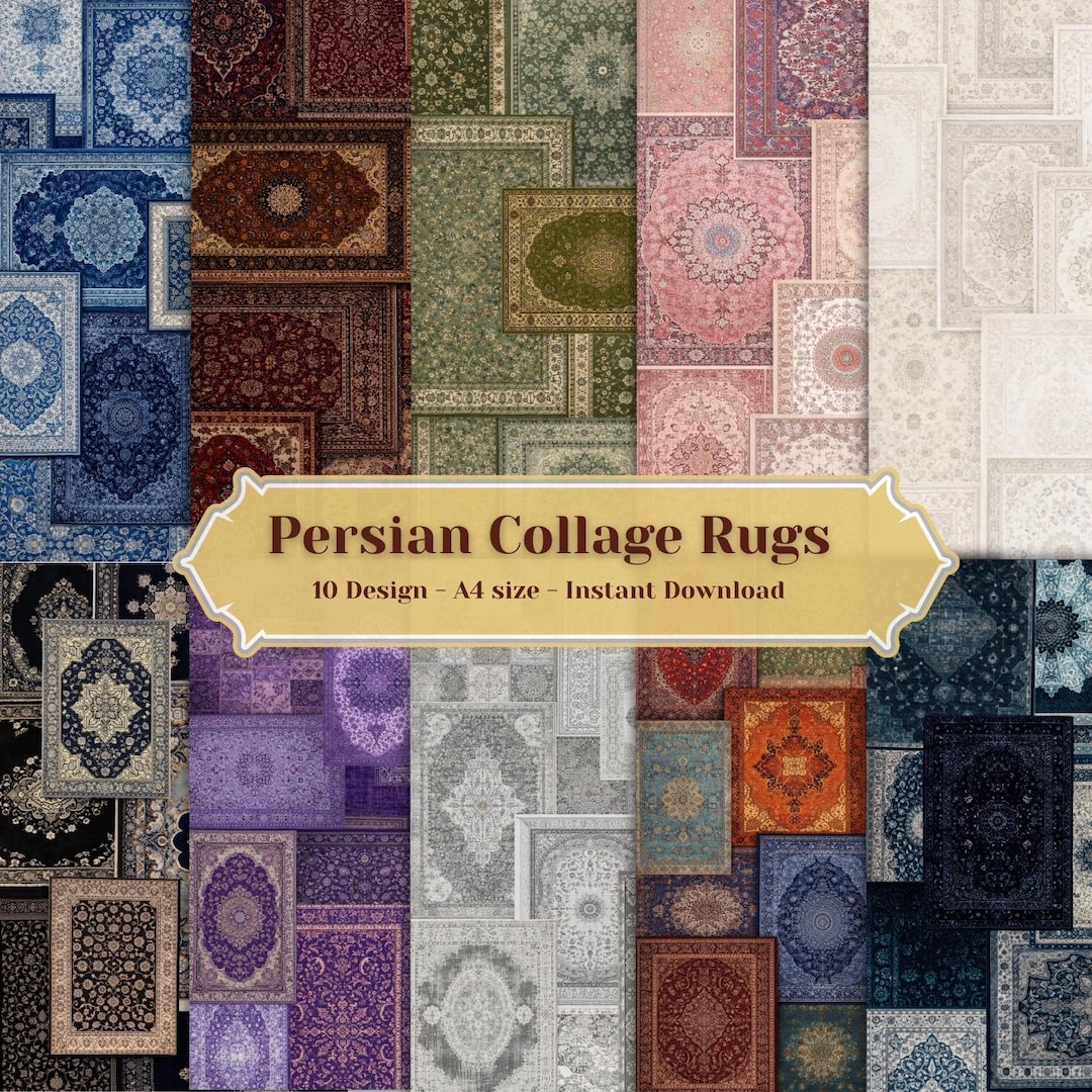Persian Rug Collage Printable Art Vintage Oriental Designs A4 persian-rug-collage-printable-art-vintage-oriental-designs-a4