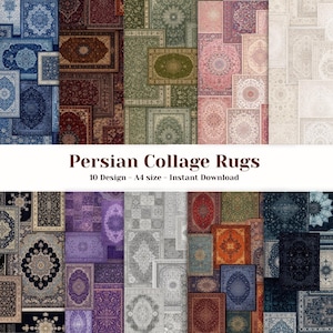 Persian Rug Collage Printable Wall Art | Vintage Oriental Rugs | Vintage Persian Rugs | A4 Wall Art | Instant Download