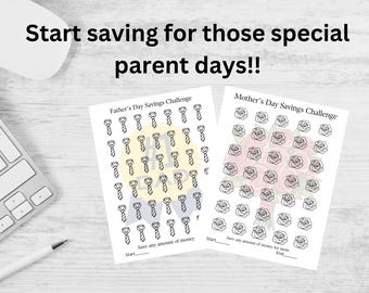 Mother's and Father's Day savings challenges bundle – Fun & Easy Money-Saving Tracker for Gifts!